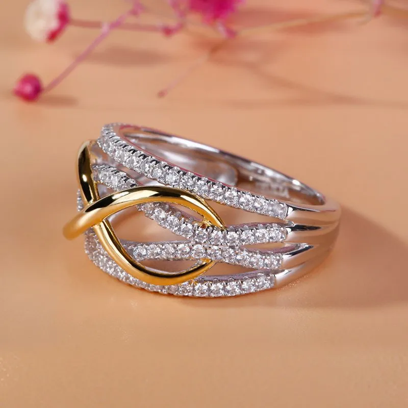 Fashion Accessories Women's Gold-Plated Color-Blocked Wedding Ring_voghion.com