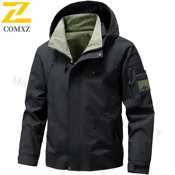 Gorpcore Regenfeste Angeljacke für Herren, Herbst, große Größe, winddicht, Windjacke, Herren, Camping, Jagd, Laufen, Sport, Kapuzenmantel_voghion.com