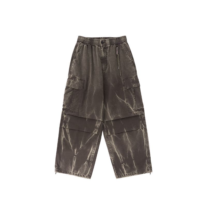 Men's Clothing Wall Patterned Washed Overalls New Products Loose Casual Long Pants_voghion.com