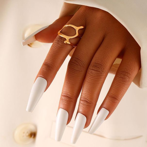 Unique Metal Texture Glossy Ring Set Exaggerated Geometric High-end Rings_voghion.com