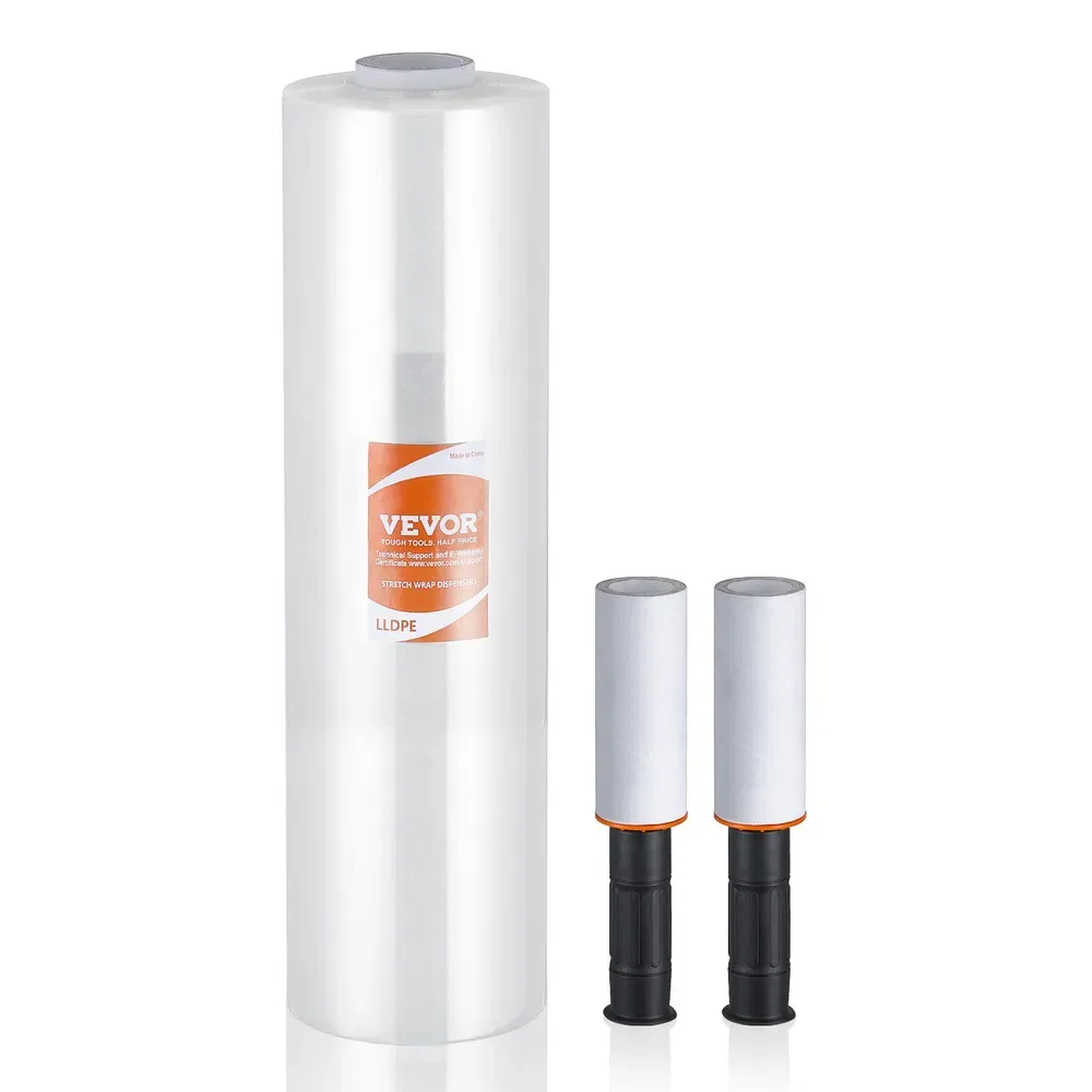 Pellicola estensibile VEVOR, 15 pollici x 1200 piedi, 1 confezione, rotolo di pellicola estensibile trasparente e resistente per uso industriale calibro 80, pellicola estensibile termoretraibile per impieghi gravosi_voghion.com