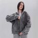 Washed Hooded For Men, American Style, Fleece-Lined, Short, Jacket, Unisex, Autumn And Winter Couple Sweatshirt_voghion.com