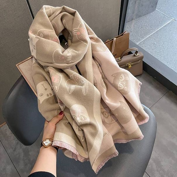 Sciarpa alla moda per gatti nuova in autunno e inverno, versione coreana della sciarpa calda con stampa temperamento_voghion.com