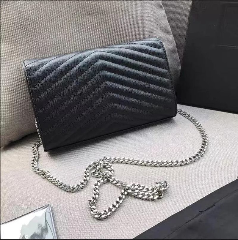 Envelop Shoulder Bag Wallet Genuine Leather Handbag Chain Crossbody Bag Fashion Handbag Lady Cowhide Handbag Card Holder Wallet Messenger Bag_voghion.com