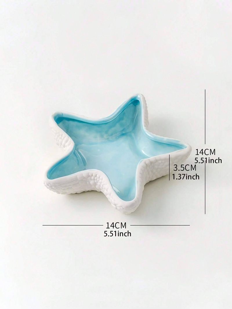 The 1pc Light Blue Starfish Jewelry Storage Plate Is Suitable For Multi-scene Sundries Storage Plates Such As Desktop Entrances_voghion.com