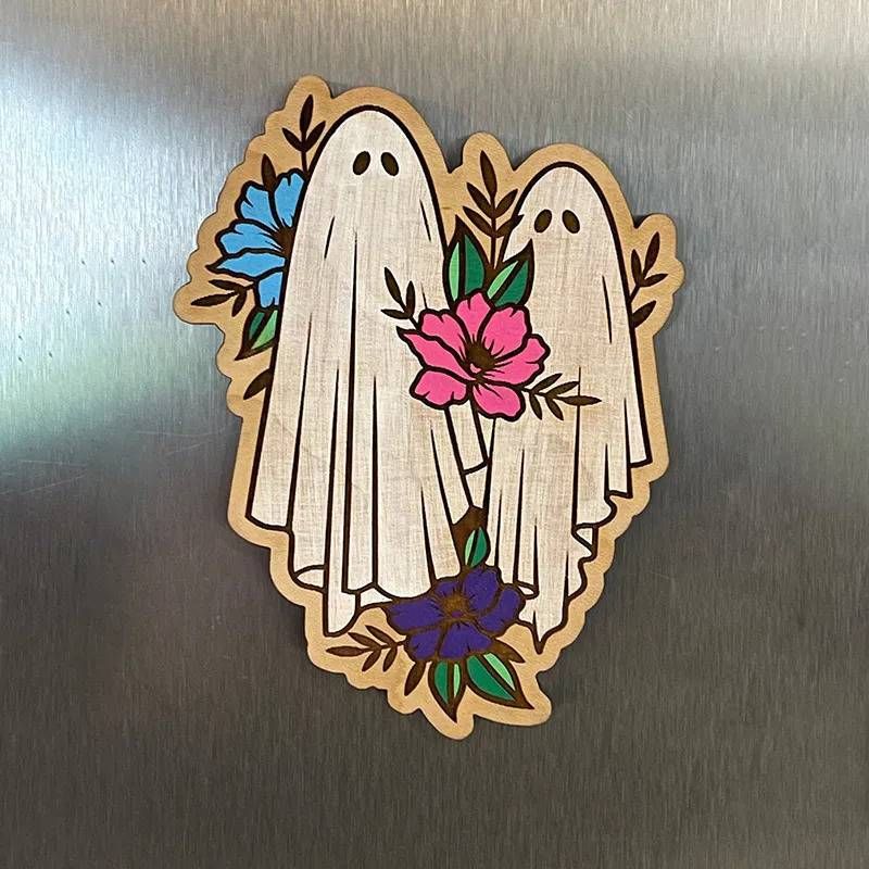 Small Commodity Creative Wooden Handmade Fridge Magnet Halloween Pumpkin Skull Ghost Fridge Magnet_voghion.com