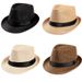 Pălărie unisex pentru bărbați și femei, Fedora, Trilby, cu bor larg, din paie, pentru plajă, soare, gentleman, adulți_voghion.com