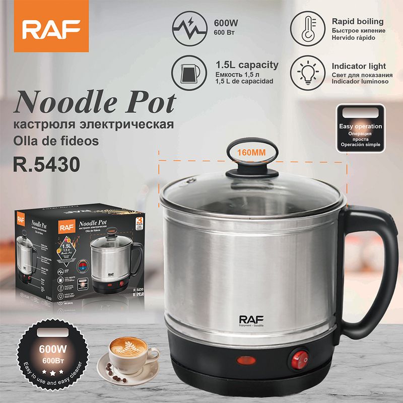 RAF Cross-Border Portable Stainless Steel Kettle Single Cup Integrated Instant Noodle Pot Electric Cooker_voghion.com