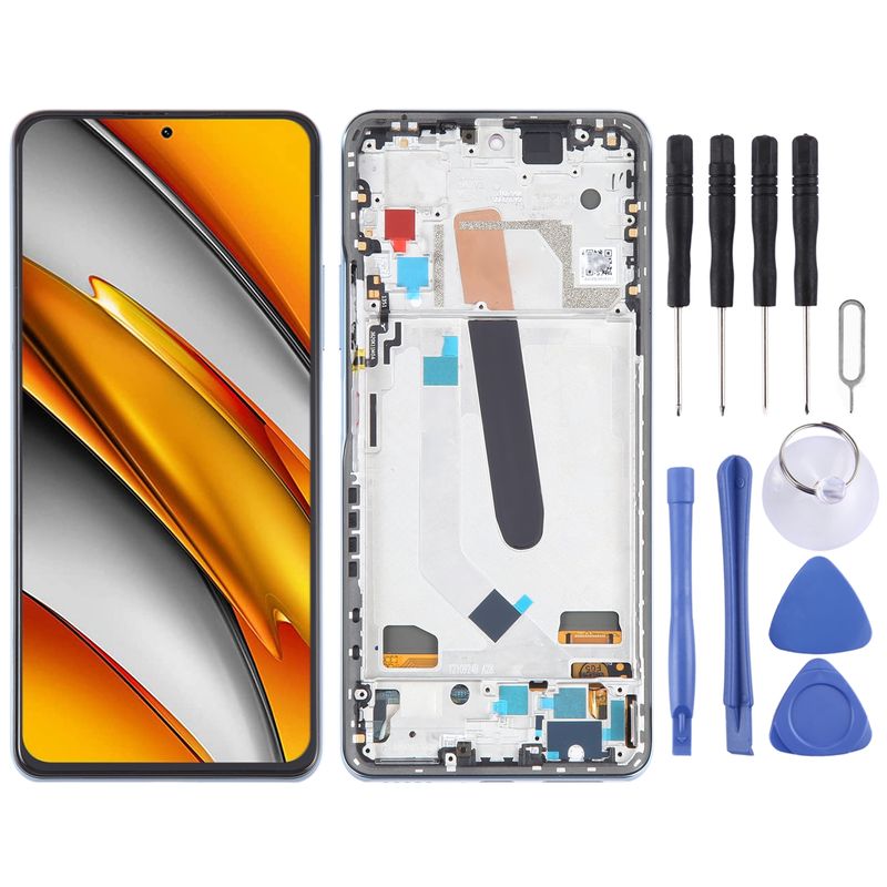 OLED-LCD-Bildschirm für Xiaomi Poco F3 Digitizer, komplette Montage mit Rahmen (blau)_voghion.com