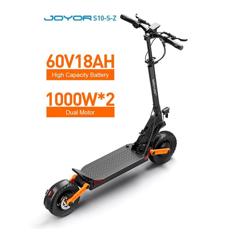Sammenklappelig terrængående E-scooter JOYOR S10-S-Z 2024 version, 2*1000W 60V 18Ah (1080Wh) 85KM 60km/t, Blinklys, 10"*3" Dæk_voghion.com