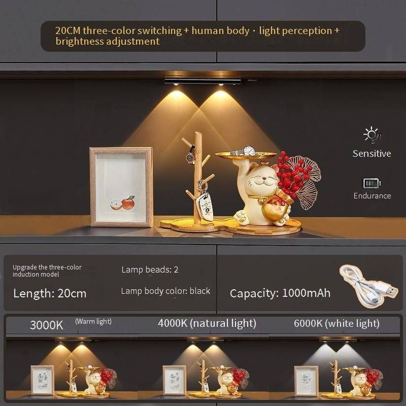 Motion Sensor LED Strip Lights - Rechargeable Under Cabinet Lighting With Cat Eye & Wave Design (Cordless Auto On/Off Dimmable16 Colors)​_voghion.com