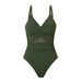 Damenbekleidung Einteiliger Badeanzug Einfarbiger Mesh-Bikini-Badeanzug_voghion.com