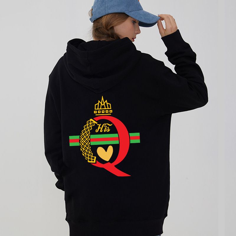 Man's clothing Lovers KING QUEEN hoodie Valentine's Day hoodie with hoodie hoodie_voghion.com