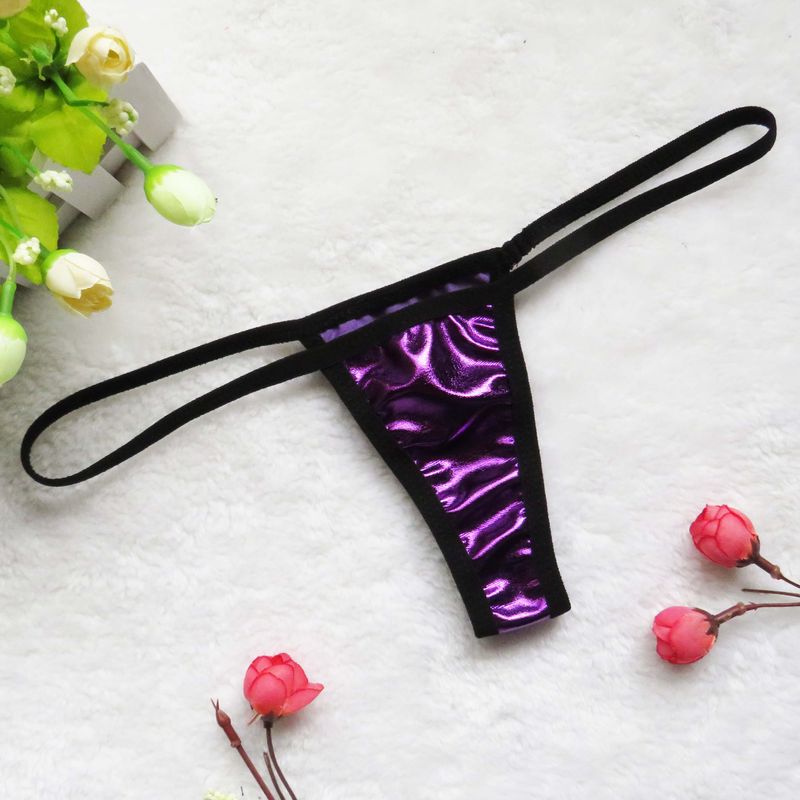 Intimates Underwear Sexy Pamas Patent Leather See-through T-Shaped Panties Women's T-Back Mini Swimsuit Swimming Trunks_voghion.com