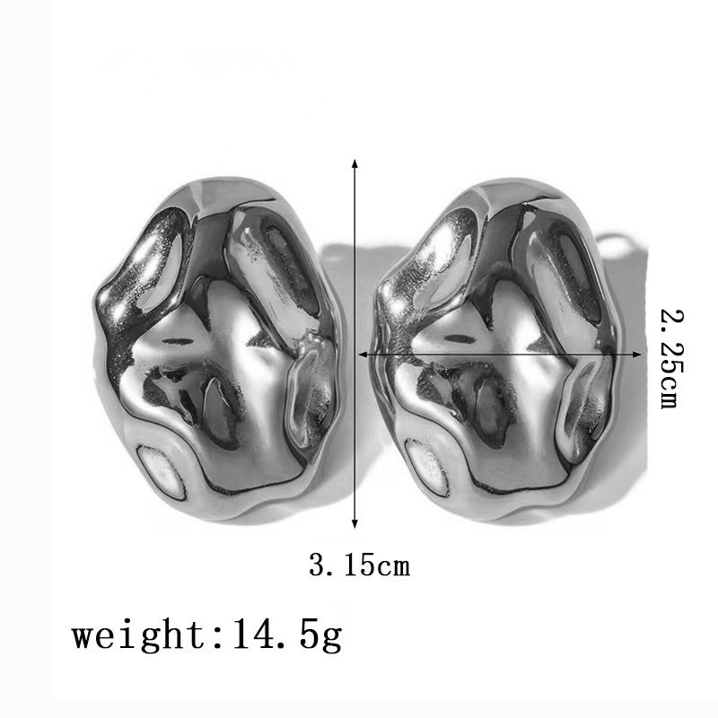 INS Internet Famous Gold-plated Stainless Steel Irregular Hammer Pattern Ea, Women's Fashionable And Non Fading_voghion.com