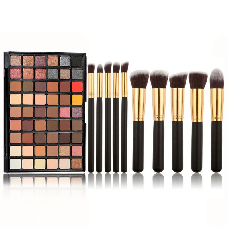 Make-up-Sets POPFEEL 2-teiliges Set 54 Farben Smoky Makeup Palette 10 Make-up-Pinsel Foundation-Pinsel-Kombination Make-up-Tools_voghion.com