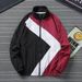 Men's Color Block Casual Jacket With Hood - Lightweight Stand Collar Windbreaker For Spring & Autumn_voghion.com