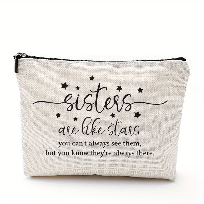 1PC Sisters Are Like Stars Makeup Bag Case For Sister Birthday Gifts Cosmetic Bag Best Friends Gift For Big Little Sisters_voghion.com