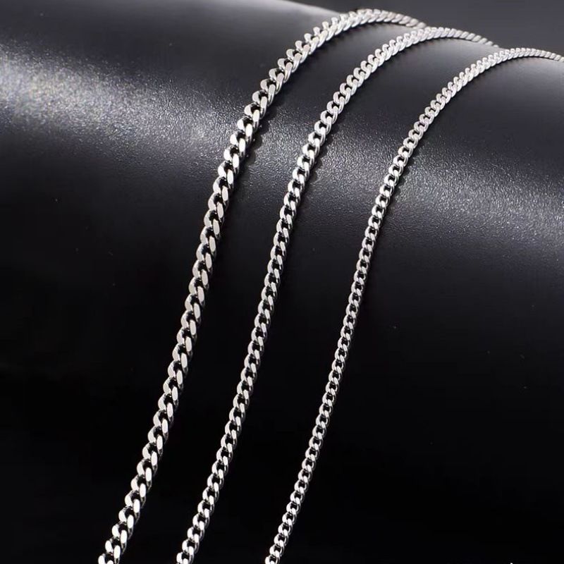 Collana da uomo con ciondolo a forma di corda, semplice catena per clavicola, in argento con motivo a S cubano hip hop e fiore_voghion.com
