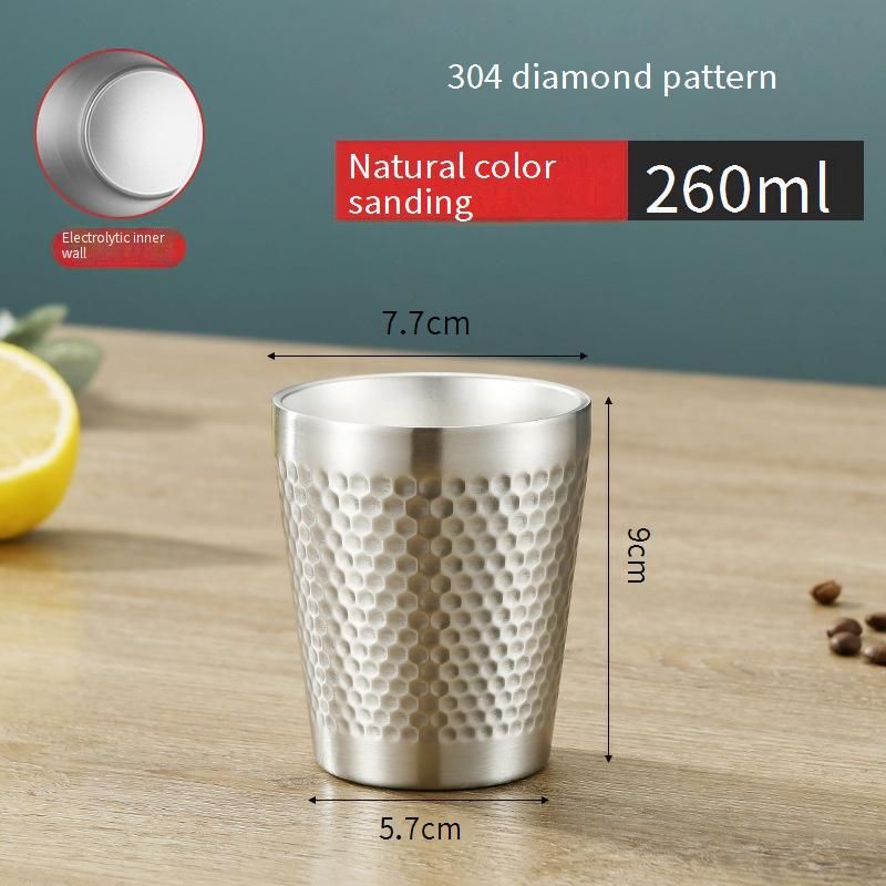 Cană de cafea cu model de diamant, model de ciocan, camping în aer liber, din oțel inoxidabil 304, cu strat dublu, pentru băuturi, bere, ceașcă de apă_voghion.com