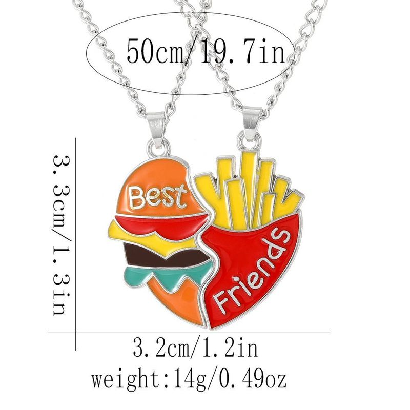 Rainbow Pride Necklace - Magnetic Heart Burger & Fries Pendant, LGBTQ+ Love Jewelry For Pride Month, Couples Gift With Sparkling Diamonds_voghion.com