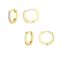Set di gioielli da donna in ottone alla moda con placcatura in oro vero, semplici e alla moda orecchini a cerchio in oro con zirconi, set di tre pezzi_voghion.com