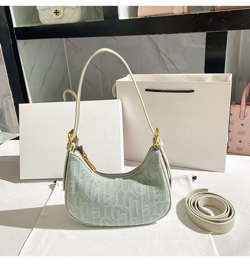 PU niche retro canvas stick underarm bag for women's autumn and summer new shoulder bag_voghion.com