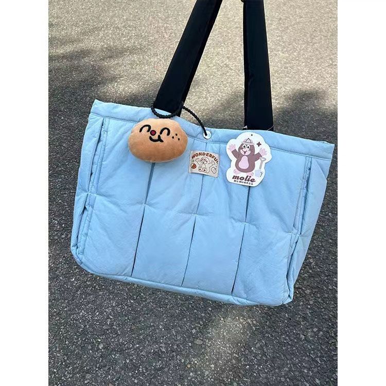 2024 New Lightweight, Cotton Filled, Soft And Comfortable Tote Bag With Foldable Folds For Class, Large Capacity Single_voghion.com