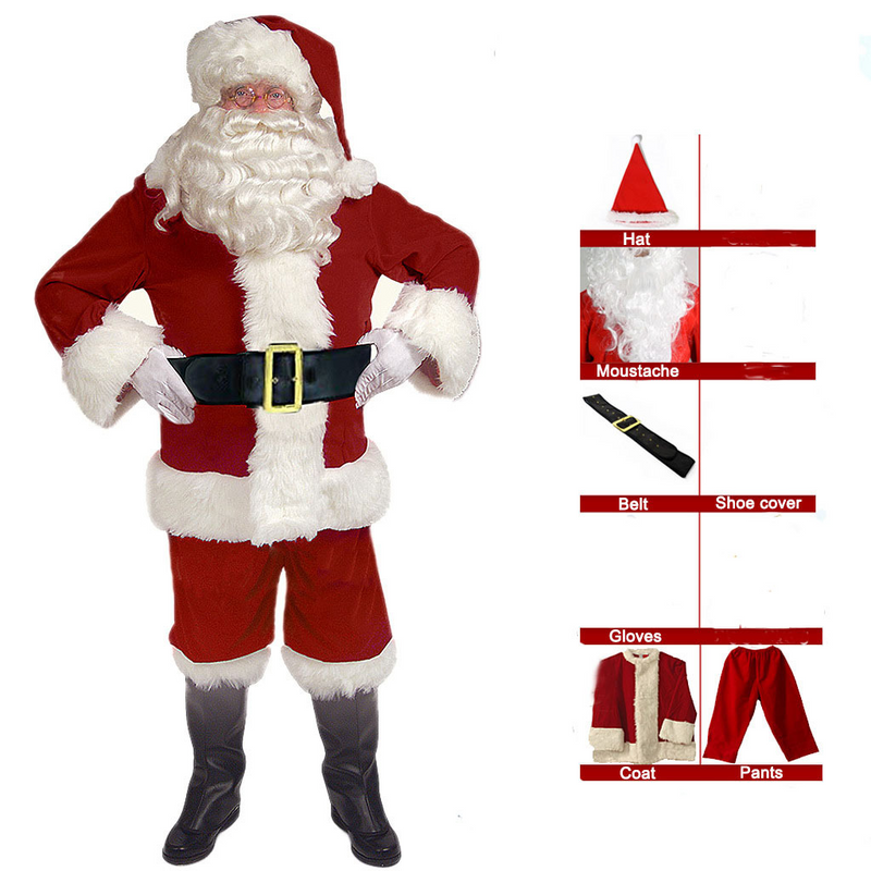 Roupas de Natal Papai Noel traje ouro veludo atmosfera festiva cosplay desempenho roupas atacado_voghion.com