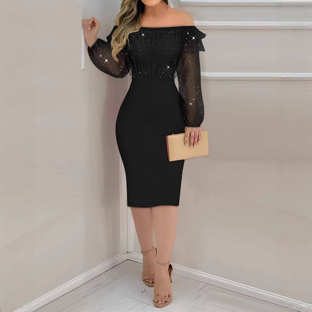 Abito attillato monospalla in maglia cipria da donna_voghion.com