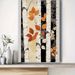 Elegant Autumn Tree Wall Art Canvas Print - Vertical Birch Tree With Orange Leaves & Black-White Stripes,Modern Fall Decor For Living Room, Bedroom_voghion.com