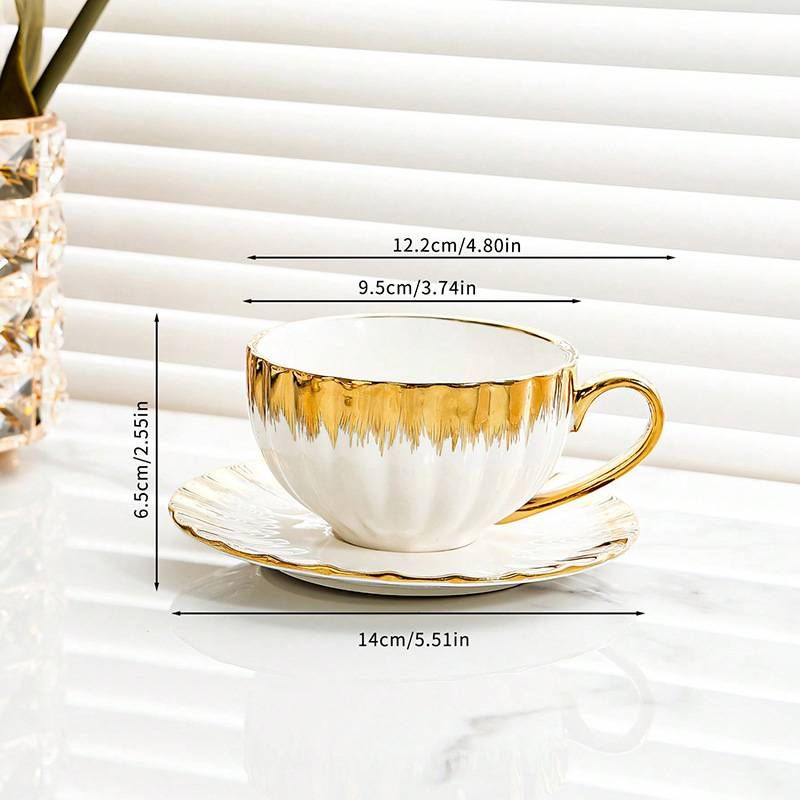 Coffee Cup Gold Ceramic Tea Cup Light Luxury Home English Afternoon Tea Set High Value Exquisite Cup And Saucer Set_voghion.com