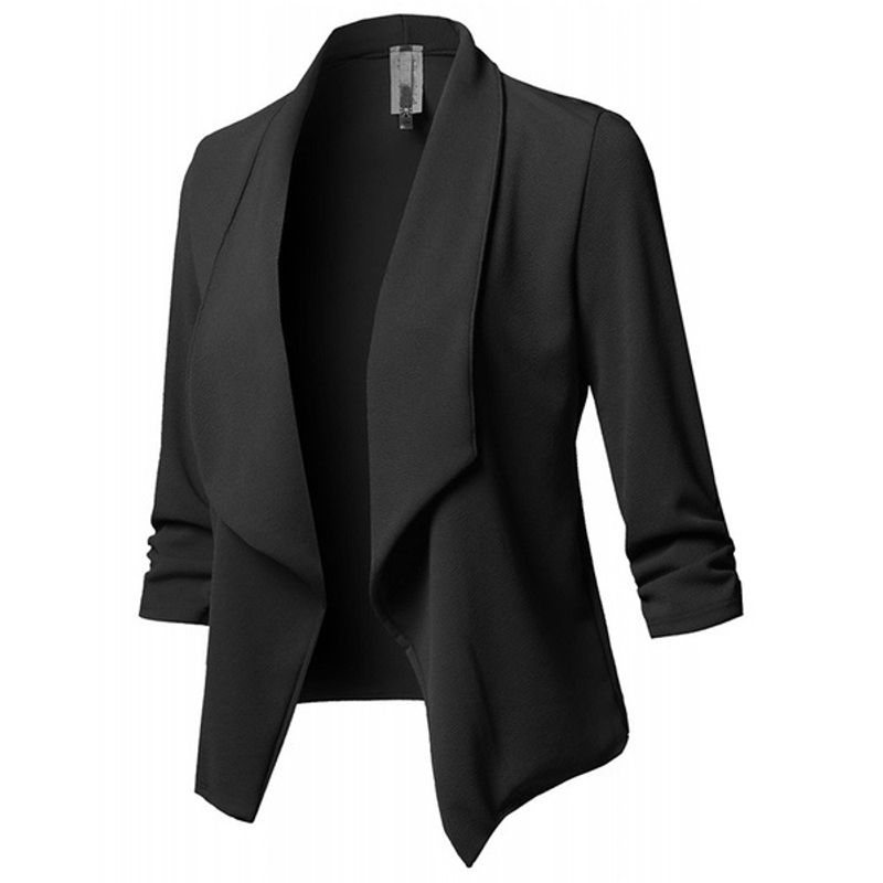 Veste de costume polyvalente pour femmes, slim, manches longues, plissée, couleur unie, petit costume, 10 couleurs, 8 tailles_voghion.com