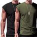 Men's Summer New Sleeveless Vest Two-Piece Set Casual Loose Solid Color Thin Tank Top_voghion.com