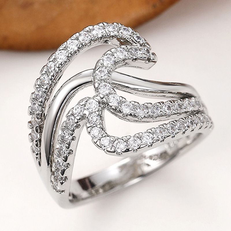 Cao Shi's Multilayer Wave Ring is Simple and Individually Irregular Geometric Index Finger Ring Fashion Network Red Hand Adornment Girl_voghion.com