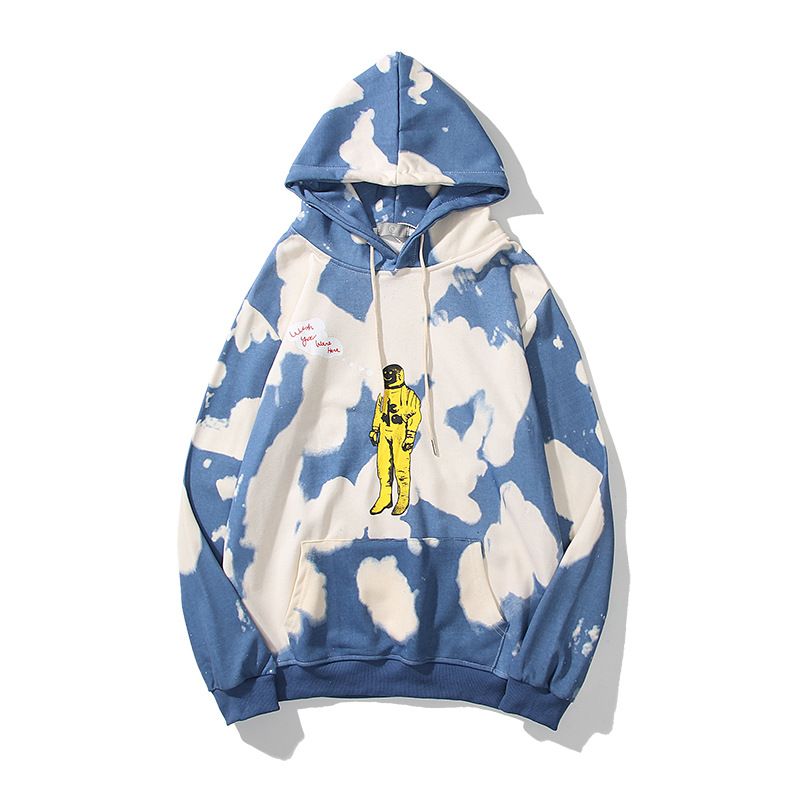 Men's wear tie dye printed hoodie plus fleece hip hop hoodie_voghion.com