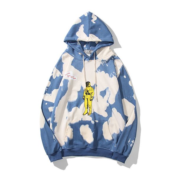 Men's wear tie dye printed hoodie plus fleece hip hop hoodie_voghion.com