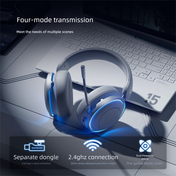 Mechanic GX60 Bluetooth Wireless Mobile Phone Quad-Mode Gaming Headphones Over-Ear Active Noise Cancelling Detachable_voghion.com