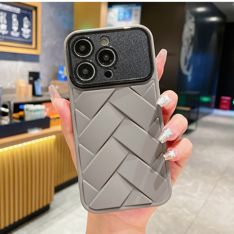 Mobile phone case for iPhone15 mobile phone case, all-inclusive woven pattern 14Promax Apple 14 protective cover 13 anti-fall large window_voghion.com