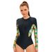 Costum de surf sport cu mânecă lungă și imprimeu pentru femei, costum de baie triunghiular strâmt, costum de baie conservator_voghion.com