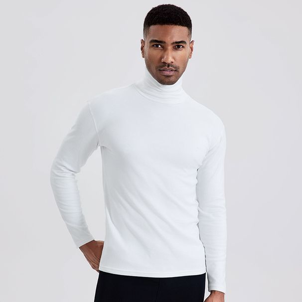 Men's Plus Size Spring And Autumn High Collar Long Sleeve T- Winter Double-Sided Brushed Thickened Youth Warm Base_voghion.com