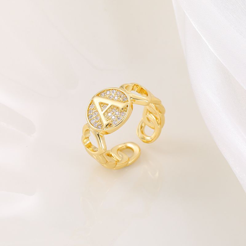 Nuovo anello a forma di cuore in oro genuino placcato in zircone intarsiato in rame con apertura personalizzata di alta qualità per donna_voghion.com