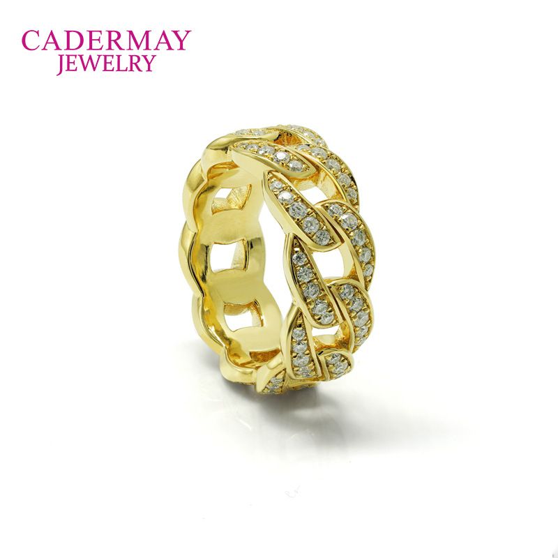 Anello con intarsio completo di Moissanite a mezzaluna con catena cubana VVS da uomo e da donna, colore D, in vendita a prezzi accessibili_voghion.com