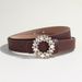 Rhinestone-Studded PU Leather Belt For Women - Fashion Decorative Waist Belt, Adjustable Strap For Jeans & Dresses (Ready To Ship)_voghion.com