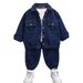 Kid's Clothing Boys Spring and Autumn solid color denim suit 2024 trendy boys casual two piece suits for small and medium sized children's clothing_voghion.com