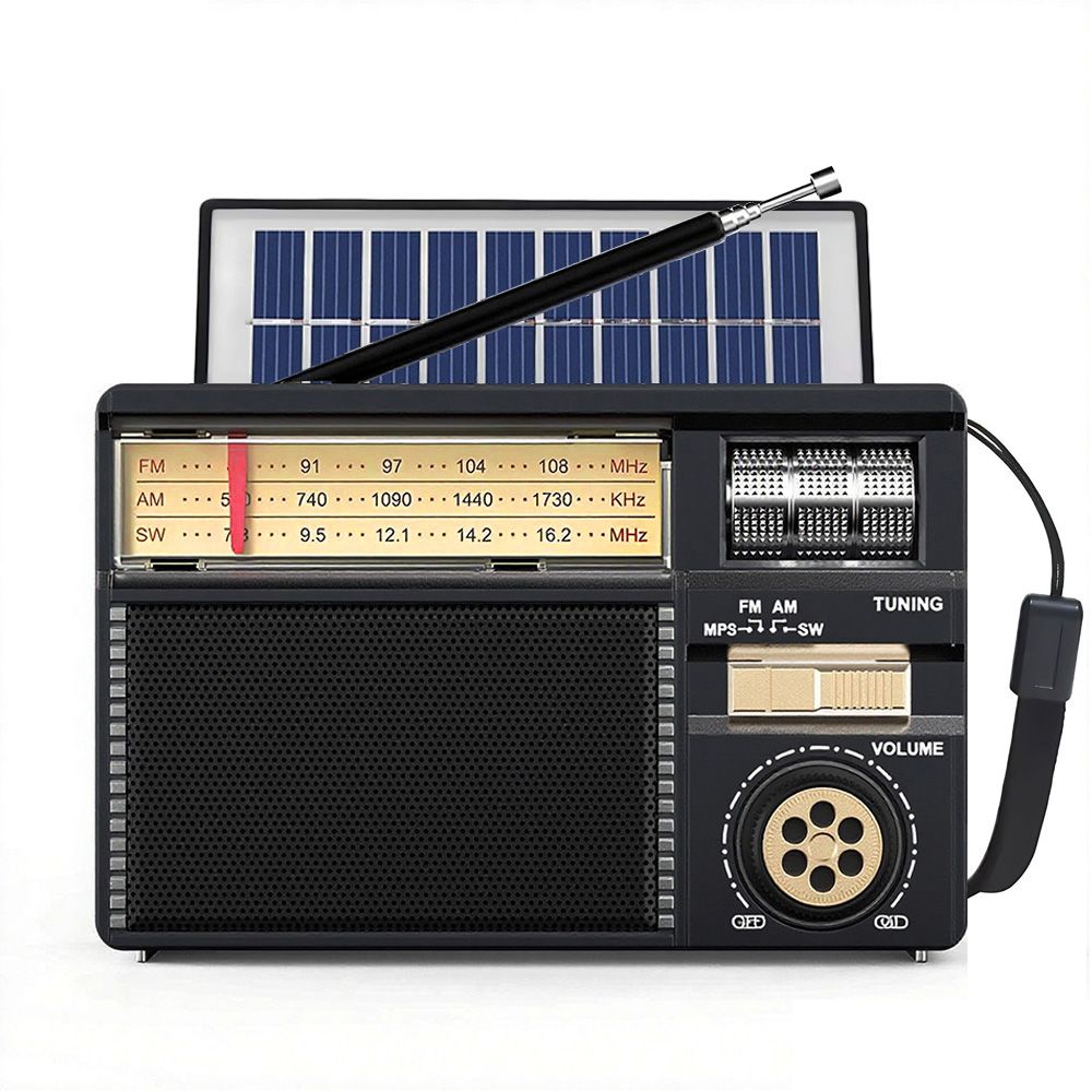 Vintage Solar AM/FM/SW Bluetooth Speaker With USB/TF MP3 Player, Rechargeable Battery FM Receiver Radio For Home&Outdoor_voghion.com