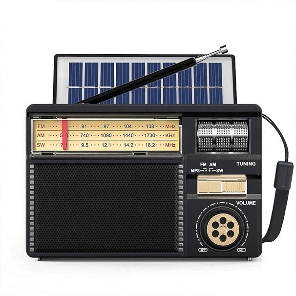 Vintage Solar AM/FM/SW Bluetooth Speaker With USB/TF MP3 Player, Rechargeable Battery FM Receiver Radio For Home&Outdoor_voghion.com