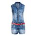 Women's single breasted sexy waist slimming denim romper shorts_voghion.com