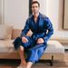 nightgown men's spring and autumn thin ice silk long-sleeved pajamas summer cool simulation silk loungewear large size bathrobe_voghion.com