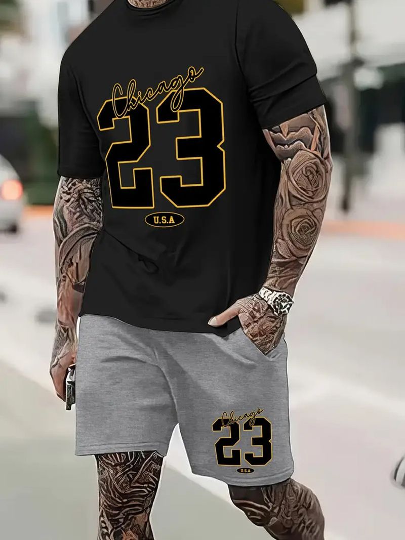 Abbigliamento maschile Tendenza Sport Tempo libero Stampato Manica Corta Stampato T-shirt in poliestere_voghion.com